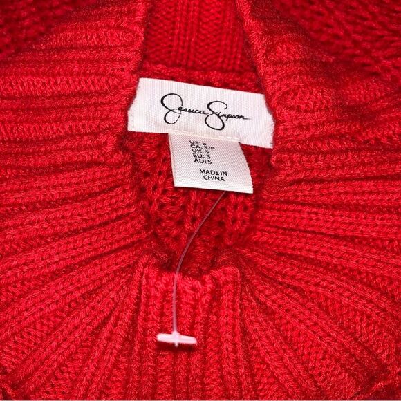 NWOT Jessica Simpson Balloon Sleeve Red Sweater Womens Small Knit Oversized Cozy - Picture 4 of 7